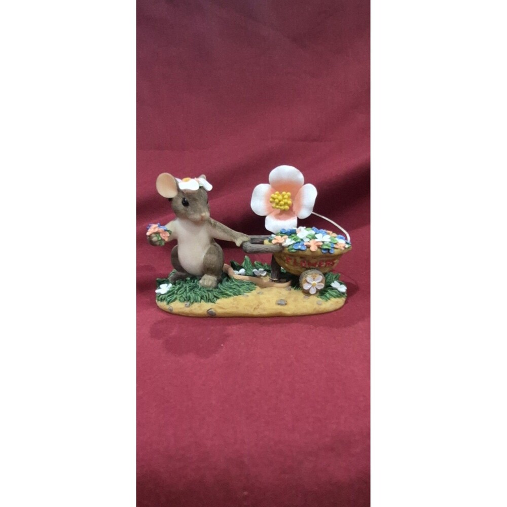 Fitz & Floyd Charming Tails Flowers For A Friend 98/241 Mouse Figurine Cute EUC